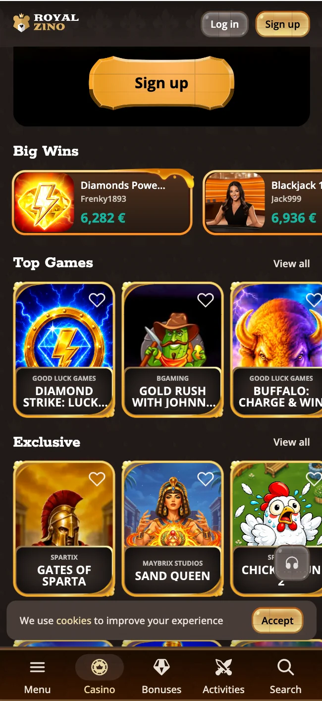 Die Royalzino Casino App